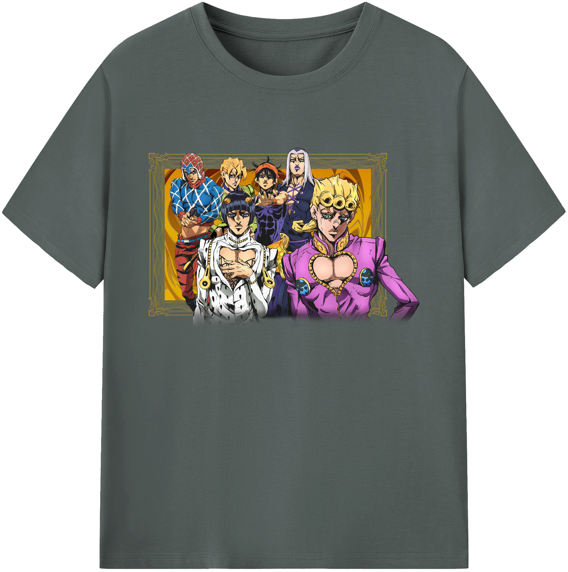 （画像用） ジョジョの奇妙な冒険 ジョルノ?ジョバァーナ JoJo's Bizarre Adventure Giorno Giovanna 綿100％ メンズ半袖Tシャツ｜肌触りやわらか＆通気性